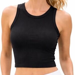 Zara Black Ribbed Sleeveless Cropped Tank Top. Size Small
